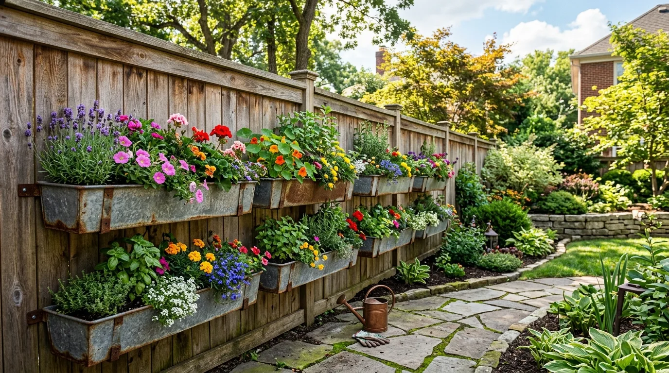 Mixed Flower and Greenery Fence Bed